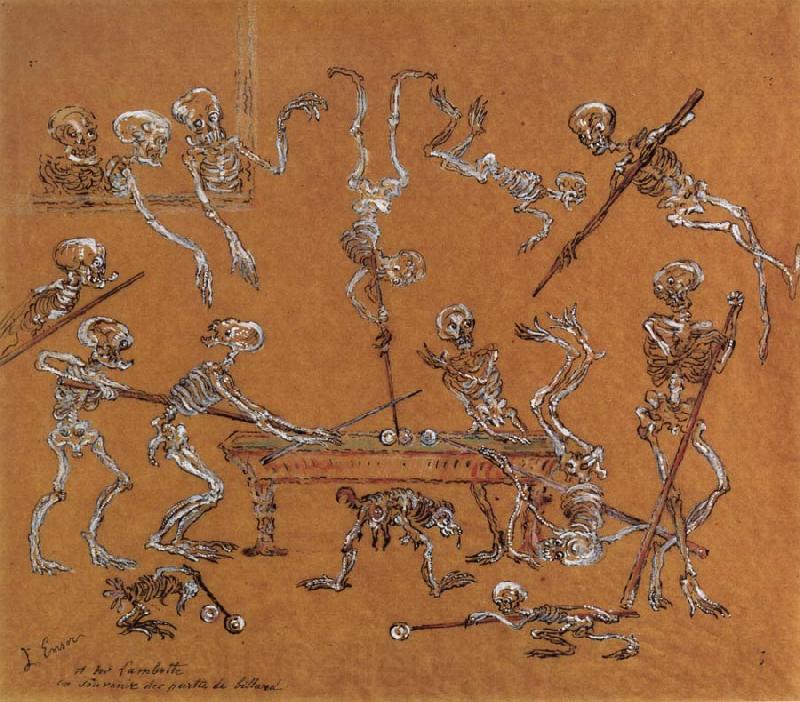 James Ensor Skeletons Playing Billiards Spain oil painting art